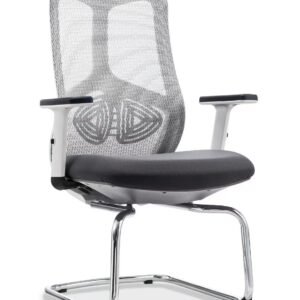كرسي انتظار ومؤتمرات طبي بهيكل أبيض وقاعدة كروم (Cantilever White Frame Mesh Chair)