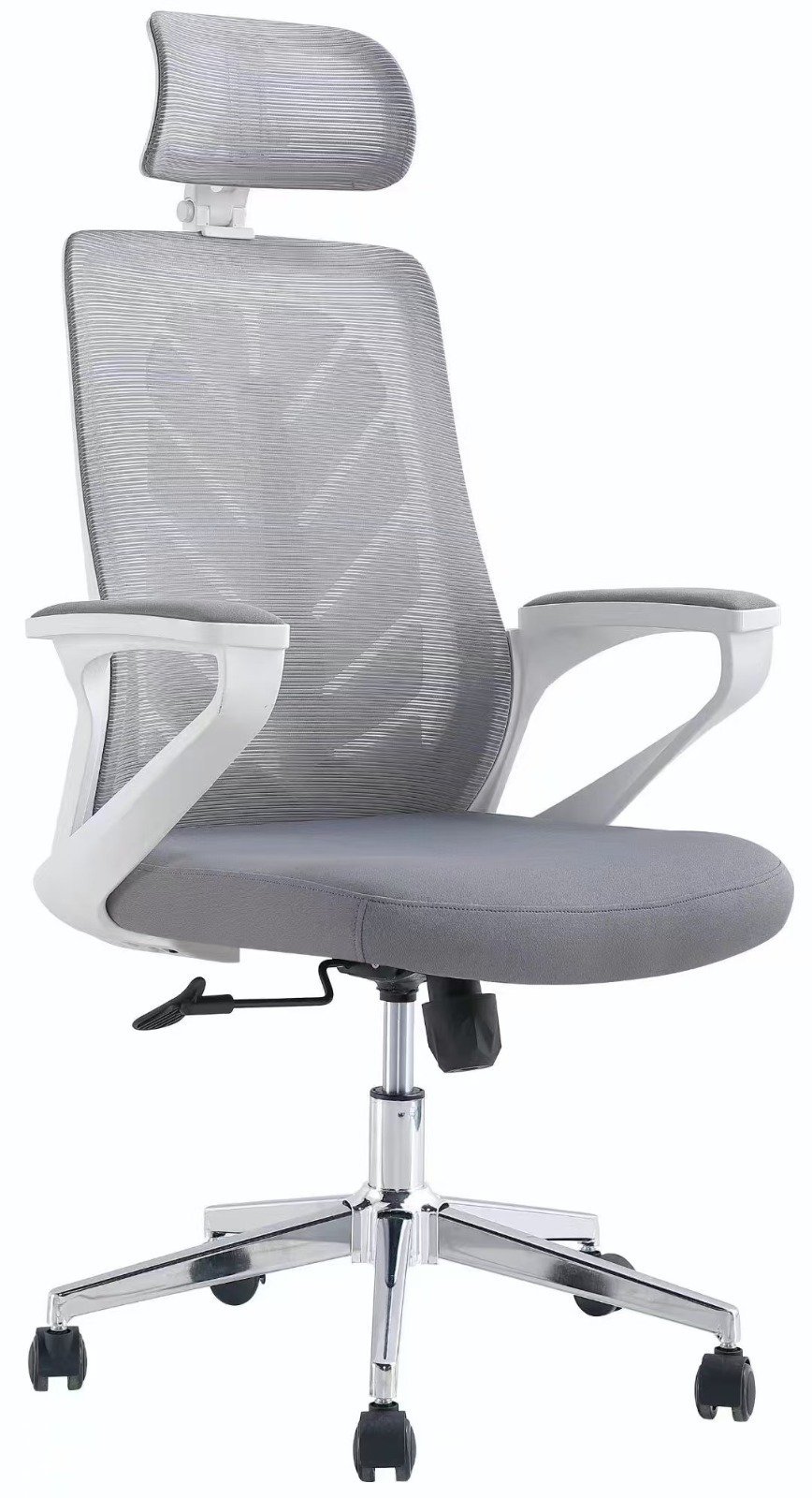 كرسي مكتب مريح بمسند رأس شبكي وقاعدة كروم (Ergonomic Office Chair with Headrest)