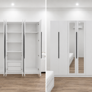 خزانة ملابس 6 أبواب مع مرايا وسطية | 6 Door Wardrobe with Mirrors